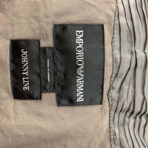 EMPORIO ARMANI Olive Ruched Polyester Asymmetrical Jacket - Picture 6 of 6